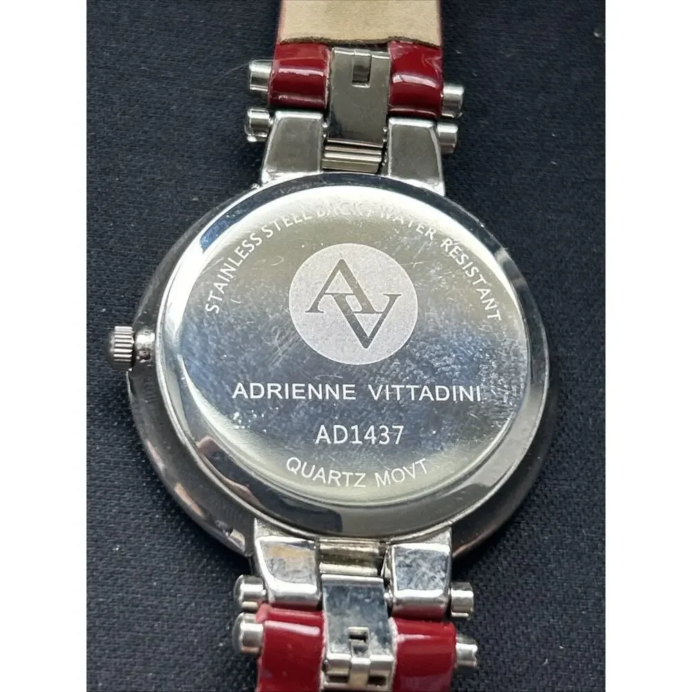 Adrienne Vittadini Silver Tone Red Band Women’s Quartz Watch